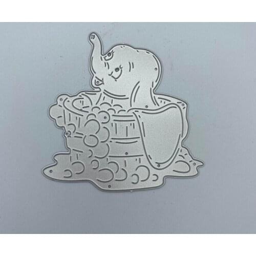 Baby elephant bathing in the tub Metal Cutting Dies Stencil DIY Scrapbooking Photo Album Decor Embossing Cards Making DIY Crafts