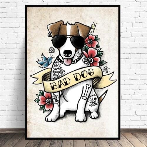Jack russell terrier bad d Canvas Wall Animal Abstract Art Print Modern Poster Wall Pictures Living Room Decor