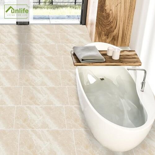 Funlife® 30X60cm Light Cream Marble Floor Sticker Wallpaper DIY Oil Proof Waterproof Tile Sticker for Bathroom Furniture Decor