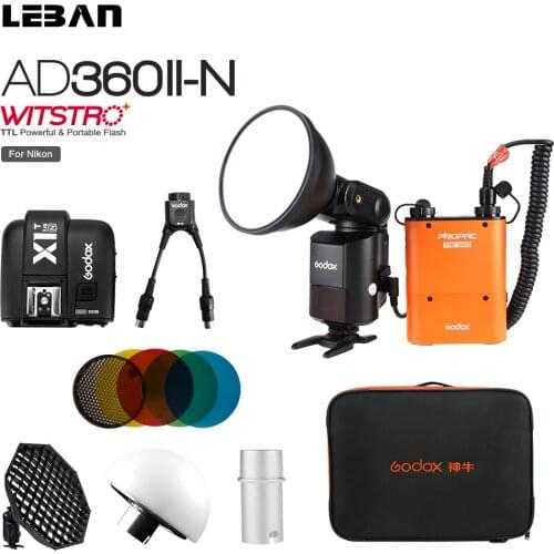Godox AD360II-N TTL Outdoor Powerful Speedlite Flash + X1T-N TTL Transmitter + PB960 Power Pack + AD-S7 Softbox + Carry Bag Kit