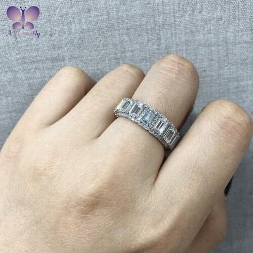 925 Sterling Silver Full Eternity Ring SONA Simulation Diamond Wedding Ring Halo band Ring Women Engagement Jewelry Gift