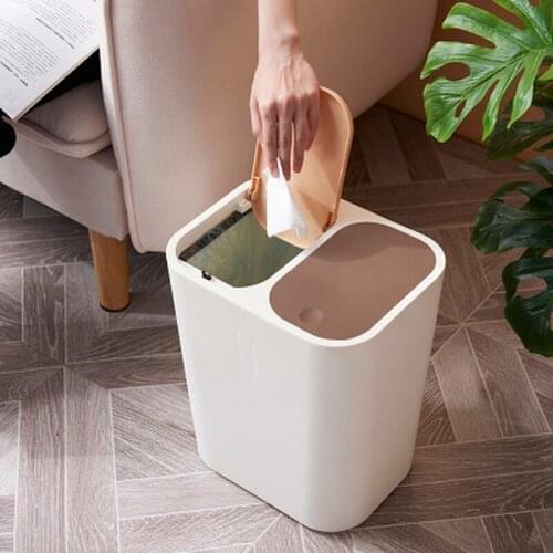 Double Cover Trash Can Pressure Large Capacity Environmental Protection Classified Storage Trash Bag Holder Poubelle Dustbin