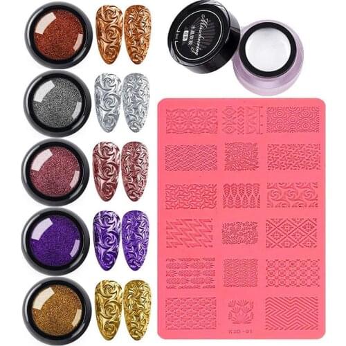 Crystal Glue Stereo Embossed Nail Art 4D Sculpture Nail Art Mold Set Nail Art Silicone Printing Decorative Nail Beauty Powder