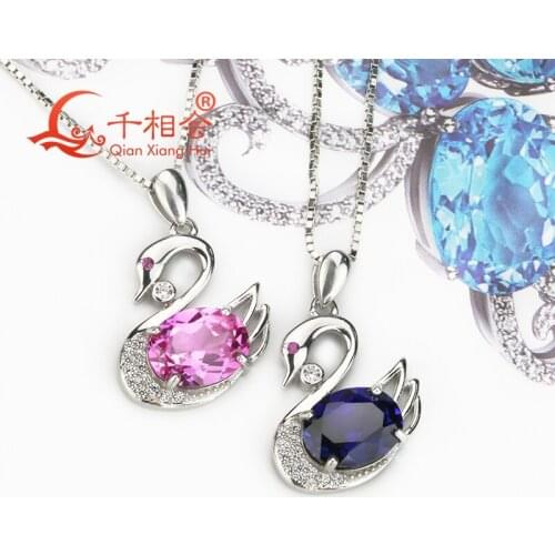 Swan shape cubic zirconia 925 silver pendant necklace jewelry anniversary wedding gift party engagem