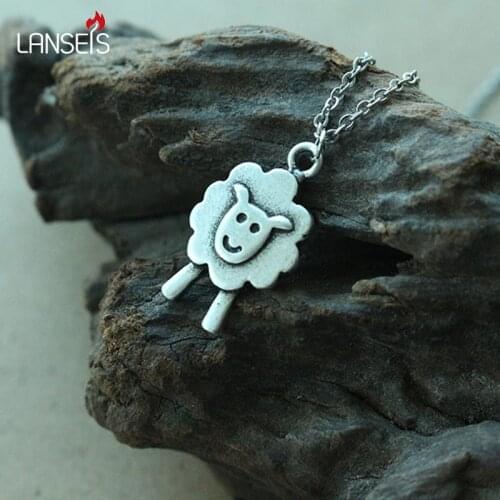 Lanseis 20pcs cute animal necklace pendant women little sheep pendant