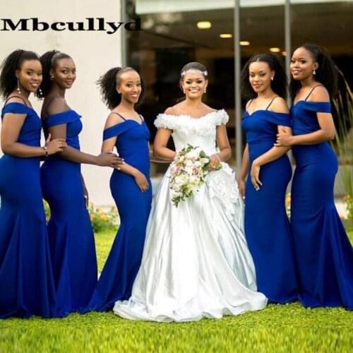 Mbcullyd Royal Blue Mermaid Bridesmaid Dresses 2020 African Long Wedding Dress Party Cheap Plus Size Robe Demoiselle D'honneur