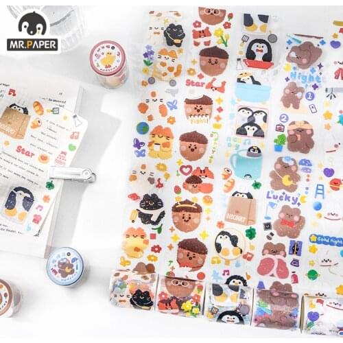 Mr.Paper 6 Designs Soft Planet Series Cartoon Style Creative Sparkling Sequins Single Washi Tape Decor Hand Account DIY Material