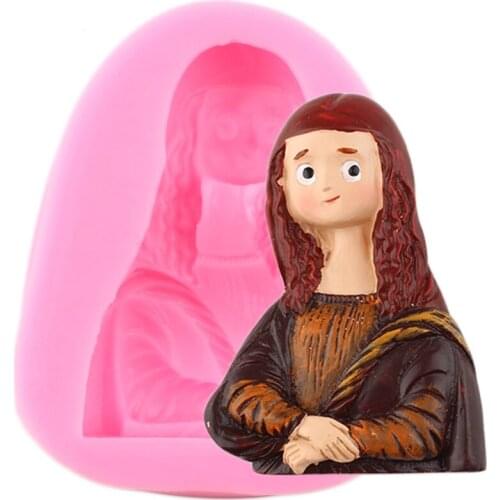 Cartoon Mona Lisa Silicone Molds Fondant Cake Decorating Tools DIY Cupcake Topper Chocolate Candy Polymer Clay Resin Moulds