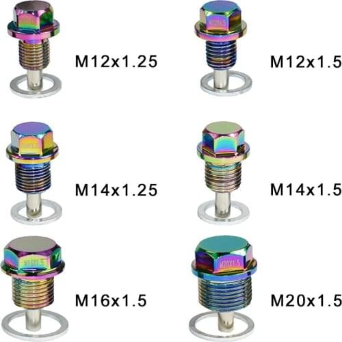 Neo chrome Aluminum Alloy Magnetic Oil Drain Plug Engine Dress Up Oil Sump Drain Plug Nut M12 M14 M16 M20