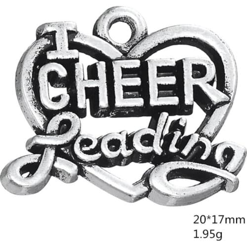 NEW 2021 I love cheerleading word message with open heart charm