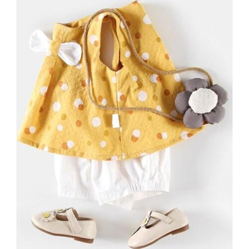 New two piece baby vest for Girls Clothing Sets New Summer Sleeveless bow T-shirt+ pants 2pcs Outfits Fashion Clothing 0-6Years