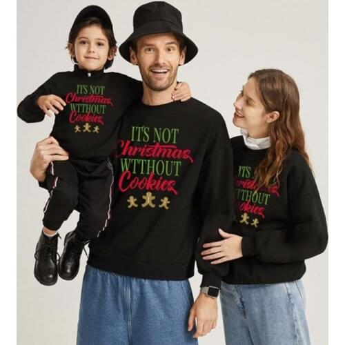 Autumn Christmas Instagramable Family Look Clothing Mom Dad Kids Long Sleeve Letter Print Casual Sweatshirt Parent-child Wear