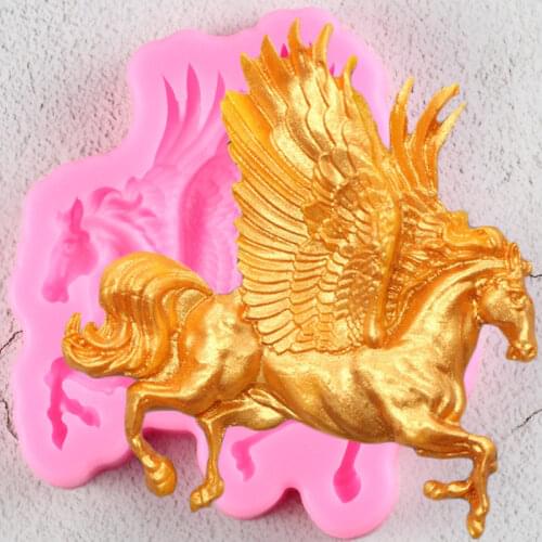Flying Horse Silicone Mold Baby Birthday Fondant Cake Decorating Tools DIY Cookie Baking Candy Clay Chocolate Gumpaste Moulds