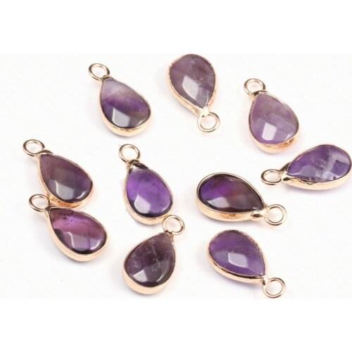 Natural Stone Fashion drop-shaped Shape Amethysts pendant for Jewelry Making DIY Necklace bracelet earrings accessories 8x16mm