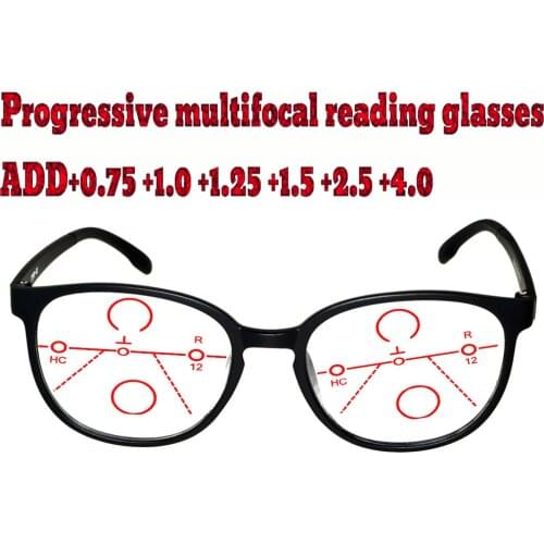 Progressive Multifocal Anti Blu Light Reading Glasses Black Frame Men Women High Quality +1.0 +1.5 +1.75 +2.0 +2.5 +3 +3.5 +4
