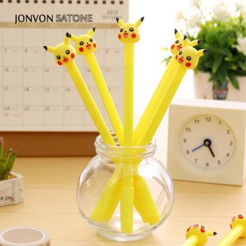Jonvon Satone 1pcs Lovely Cool Neutral Pen Animation Cartoon Black Gel Pen Wholesale Escolar Kawaii Stationery School Supplies