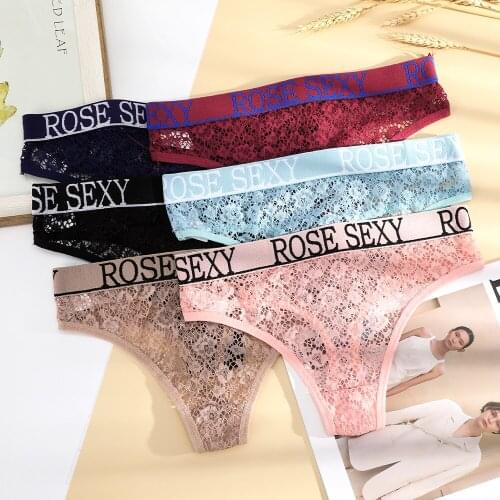 Sexy Lace Panties Women Low-Rise Underpants Fashion Letter T-Back Underwear S-2XL Girls Bikini Panties Lingerie