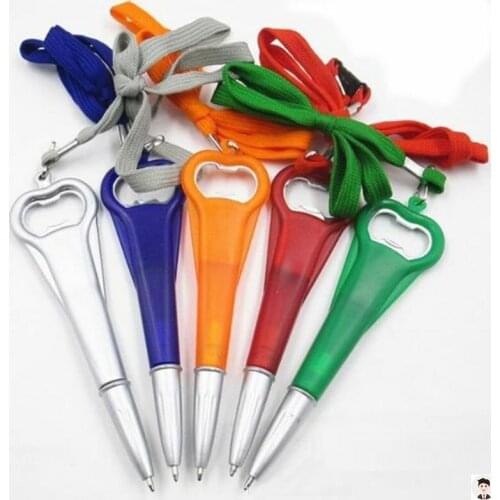 Ballpoint Pen with Beer Bottle Opener Keychain Lanyard Pen Corkscrew Ball Point Pen Office Stationery Gifts Writing Supplies