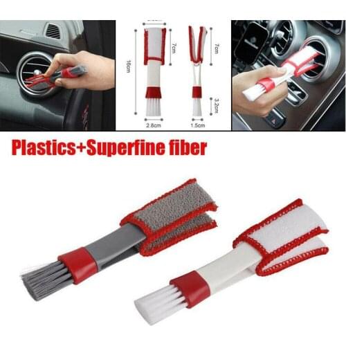 Car air-conditioning air outlet cleaning brush, dual-head multi-function interior instrument panel dust removal tool for car, so