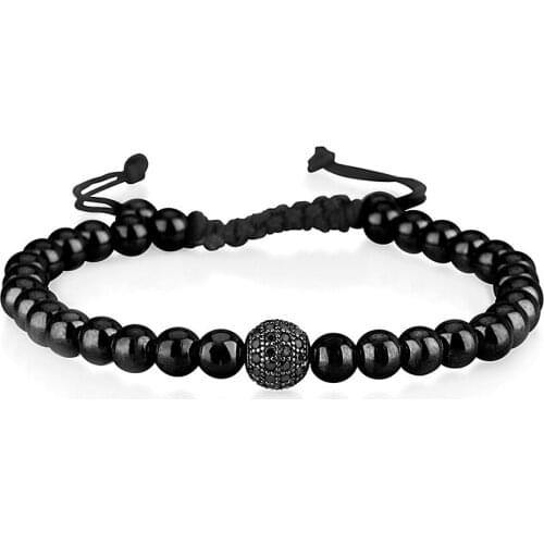 Flash Zircon Ball Gunblack Copper Beads Adjustable Macramed Bracelet Men Mans Homme Pulseras Mujer Moda 2019 Pulseira Masculina