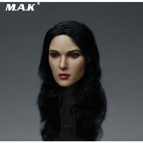 1/6 Womens Head Sculpt with Black Long Hair Girl Head for 12 Inches Bodies