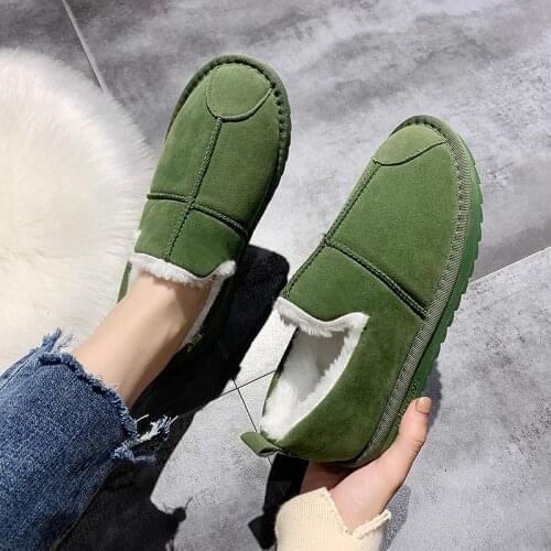 Plus Size Cotton Shoes Women Autumn Winter Flat Heel Plush Loafers Anti Skid Snow Boot Sneakers