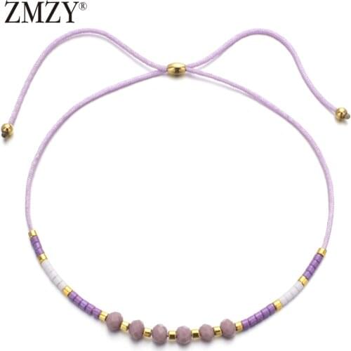 ZMZY Statement Handmade Bohemian Rope Chain Bracelets For Woman Crystal Seed Beads Charms Wristband Bracelet Fashion Jewelry