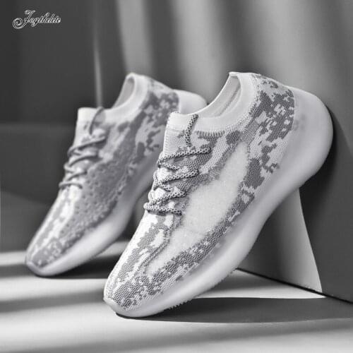 Spring Comfortable Couples Casual Shoes Reflective Shoelace Shockproof Coconut Shoes Students Sports Trend Mens Shoes 7zX005