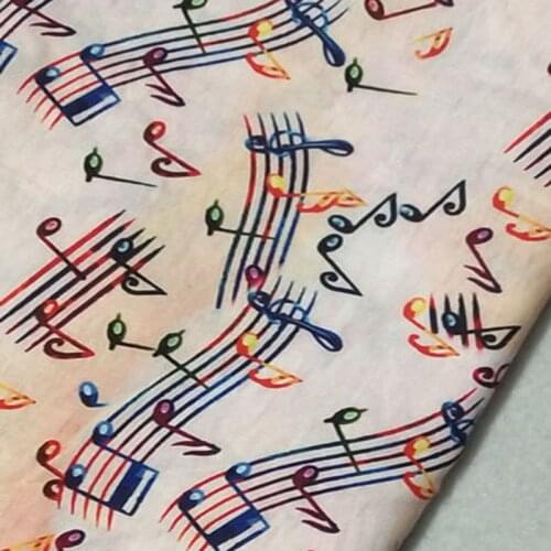 100% Plain Beige Colorful Music Note Printing Cotton Fabric Musical Note Fabric Patchwork for DIY sewing Cloth Dress Home Decor