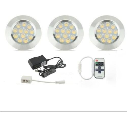 12V Dimmable LED Under Cabinet Light Kit Ultra-thin led Puck Lights With RF Remote Controller Stick On Lights for Kitchen Closet