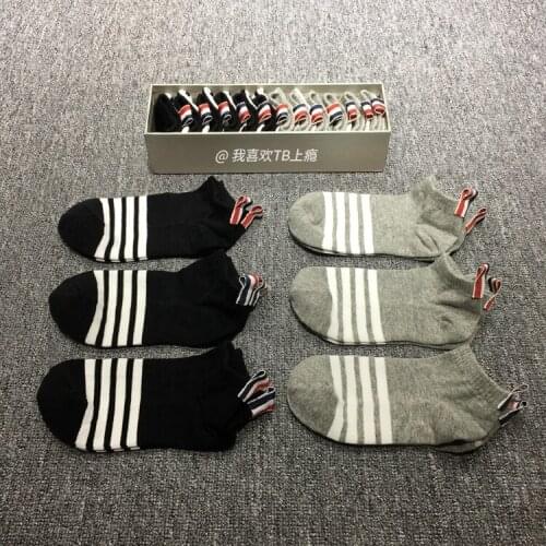 2021 Fashion TB Brand Socks Men Women Cotton Striped No Show Casual Sports Crew Socks Low Tube Ins 6 Pairs
