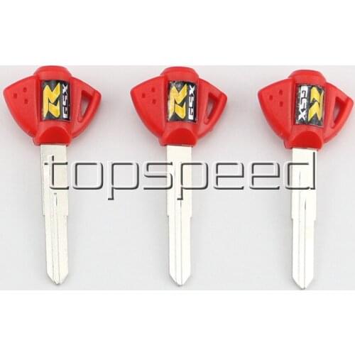 3 PCS Red Blank Key Uncut For Suzuki GSX-R GSXR 600 750 1000 Motorcycle Chrome Blade
