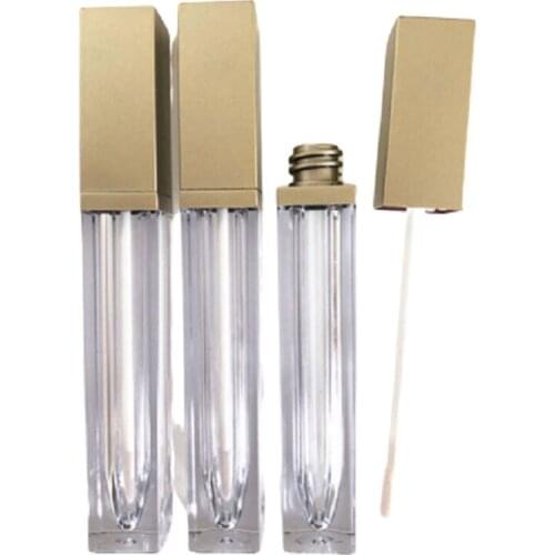 6ml Lip Gloss Containers Refillable Gold Lipgloss Tube Empty Cosmetic Containers Square Lip Gloss Tubes Travel Bottle 25pcs/lot