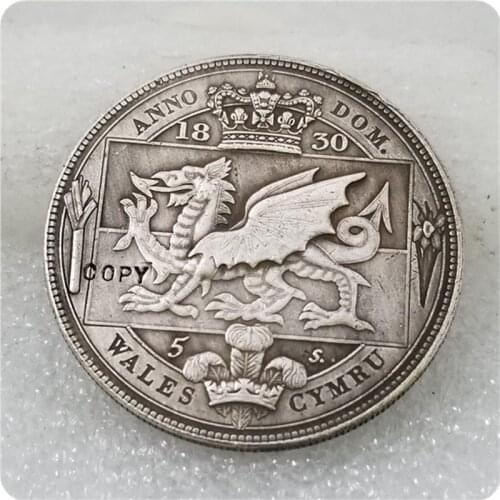 UK 1830 Wales Retro Pattern Proof Crown Silver William IV Coin COPY FREE SHIPPING