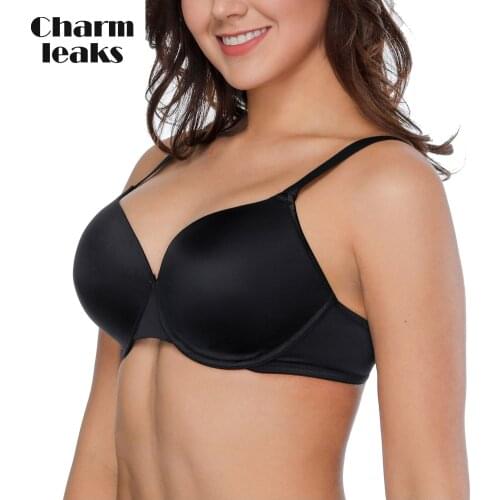 Charmleaks Womens Bras Underwire Everyday Bra Lightly Padded T Shirt Bra Solid comfortable hot sale