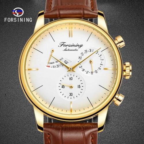 FORSINING New Design Leather Strap Top Brand Male Fashion Wristwatch Automatic Male Waterproof Watches Mens Watches 2020 New
