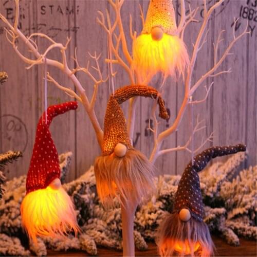 Christmas Forest Man with Lights Decorative Gnome Doll Holiday Home Hanging Ornaments
