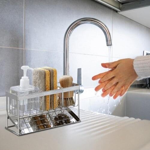 Drain Holder 304 Kitchen Countertop Dish Sponge Storage Soap Brush Holder Sink Drain Rack Kitchen Accessories Utensils Holder