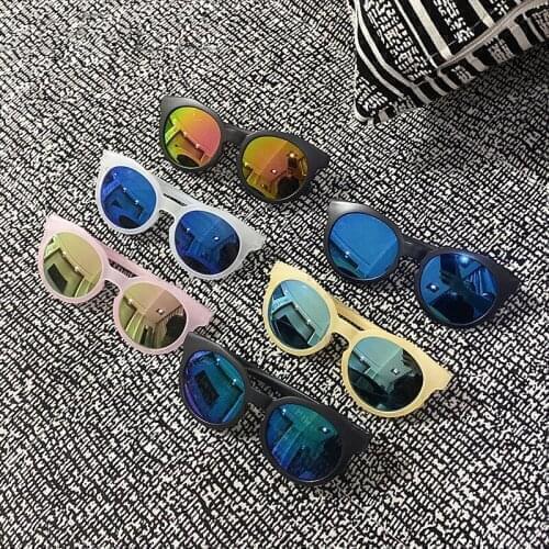 Elbru Candy Color Childrens Sunglasses Frosted Design Dazzling Fashion For Kids Shade AC Lens Balck Blue Pink White Glasses
