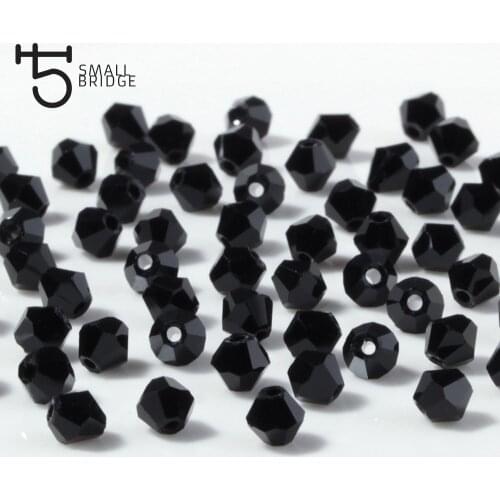 DMC 4mm Austrian Black Bicone Crystal Beads for Jewelry Making DIY Accessories Women Charm Faceted Spacer Glass Beads Wholesale