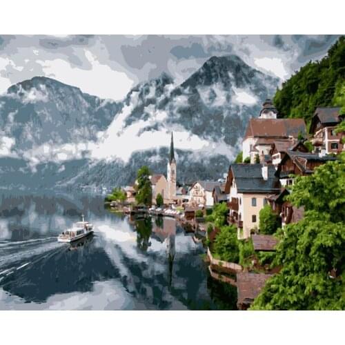European Small Town Landscape DIY Digital Painting By Numbers Modern Wall Art Oil Painting Christmas Gift Home Decor Big Size