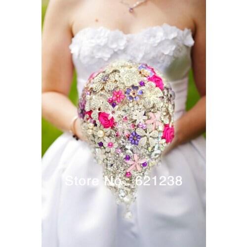 Purple & Pink Wedding Heavy build luxury holding flowers, bridal brooch bouquet, delivery men corsages. New Year Offers 40