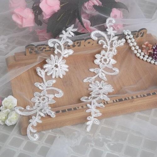 French Sewing Supplies Chantilly Embroidered DIY Bridal Lace Trim High Quality Craft Accessories Patch Lace Applique Veil lace