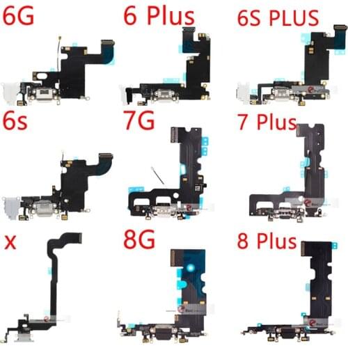 10pcs/lot Charging Flex Cable For iPhone 5 5S 6 6S 7 PLUS" USB Charger Port Dock Connector With Mic Flex Cable