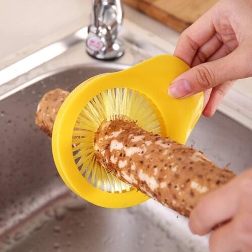 Fruit Vegetable Cleaner Tools Corn Yam Radish Wash Brush Round Vegetable Surface Cleaning Kitchen Gadgets(Color Random)