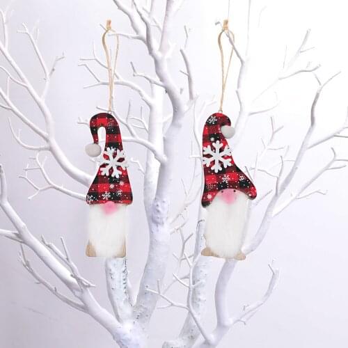 Lattice Snowflake Faceless Small Pendant Christmas Tree Forest Old Man Accessories Red and Black No Gift Box Cn(origin) QUYING