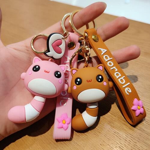 Lovely Totoro Cat Keychains Pendant Cute Cartoon Creative Big Tail Cat Bag Ornament Lovers Gift Airpods Pendant for Womens Bag