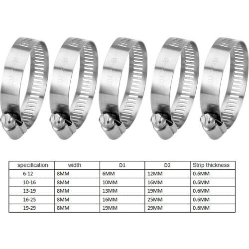 Mini 10pcs 6mm-29mm Stainless Steel Mini Fuel Line Pipe Hose Clamp Clip Optional Size for Air Hose Water Pipe Fuel Hose Silicone