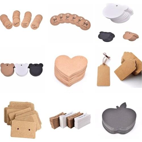 Multi Styles 100Pc/lot Kraft Paper Tags DIY Food Label Star Shaped Wedding Card Blank Price Hang Tag White Black Brown