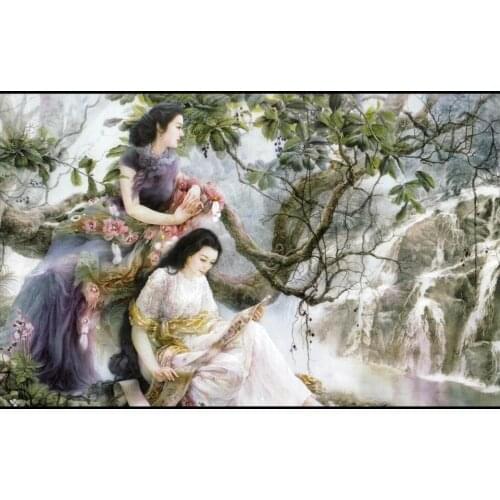 Custom mural 3d photo wallpaper Chinese beauty big tree waterfall scenery room home decor 3d wall murals wallpaper for wall 3 d